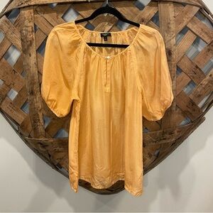 Talbots Petites 100% Silk Short Puffed Sleeve Blouse Size Small